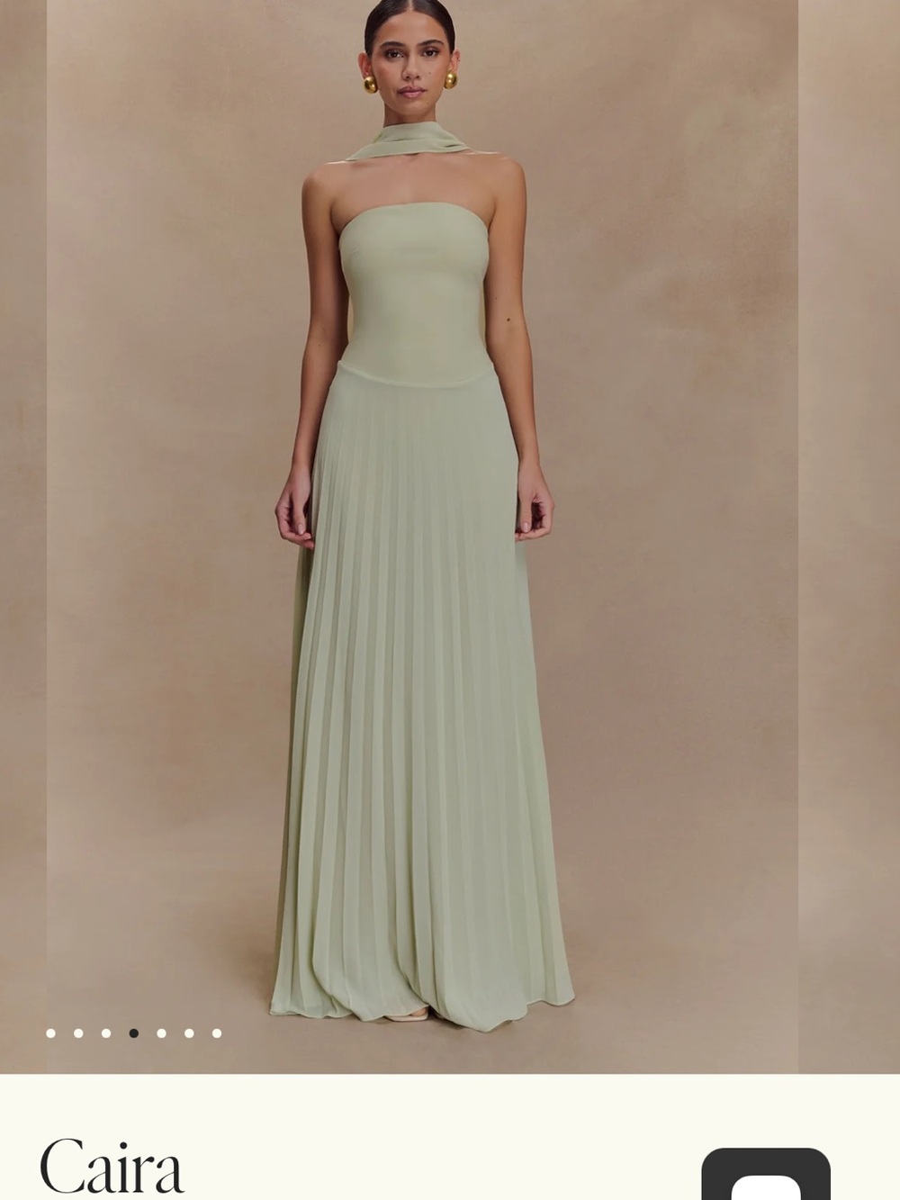Meshki Strapless Pleated Maxi Dress in Sage Green
